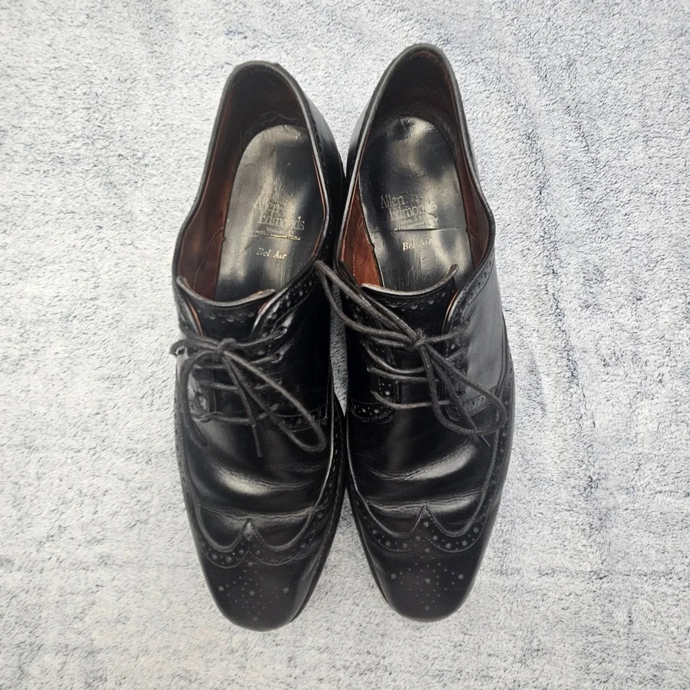Allen Edmonds Bel Air Mens 12D Black Leather Wingtip Oxford Shoes USA Made Derby